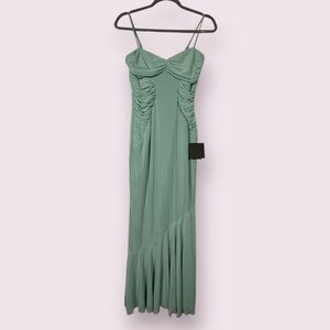 Lulus Seafoam Teal Mermaid Rouched Maxi Dress Size Small